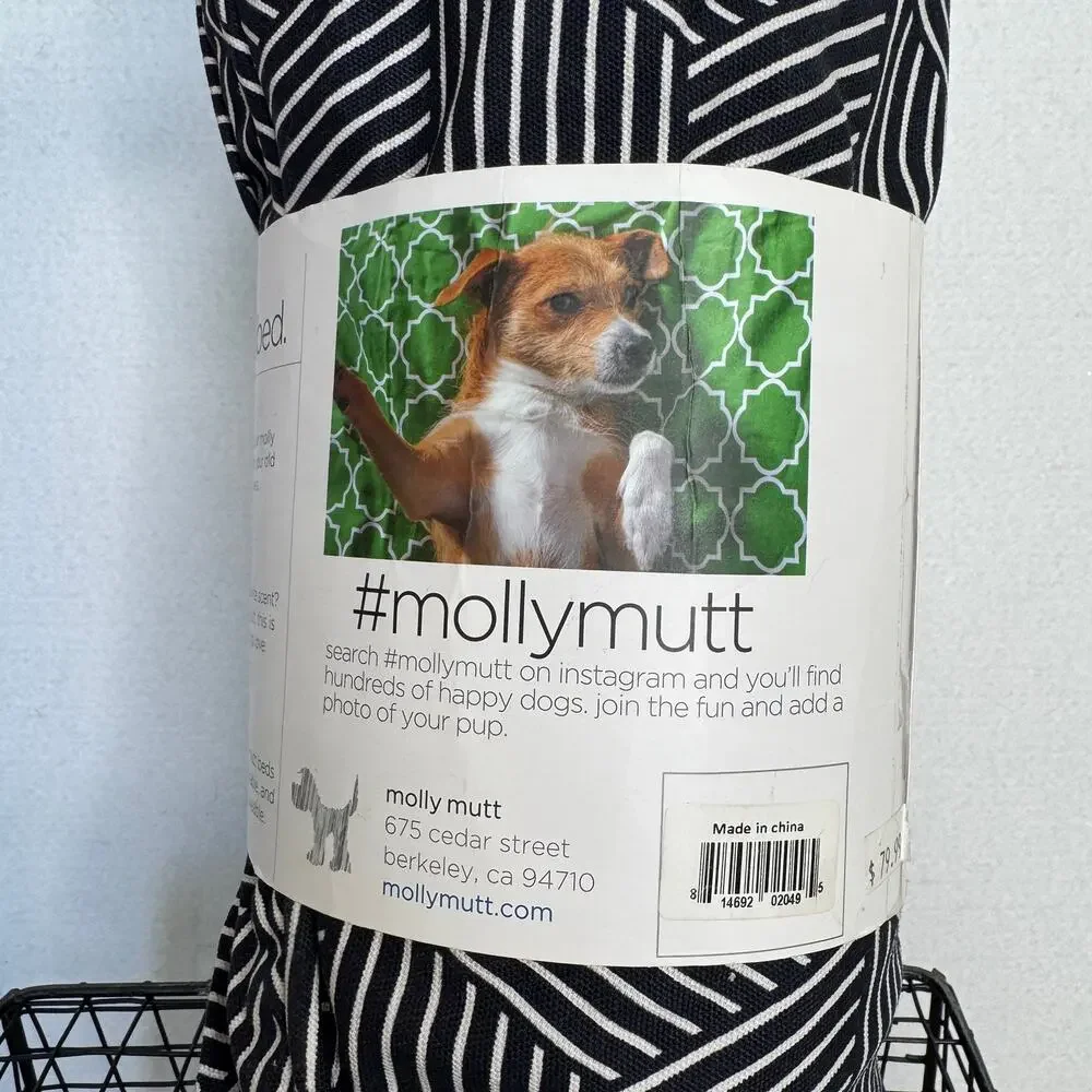 Molly Mutt Rough Gem 42” Round Dog Bed Duvet + Stuff Sack Navy White New